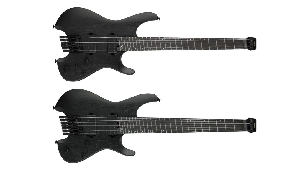 Kモデルギター ブラック 22フレット Ibanez】“黒”に染まった限定ヘッドレス！エボニー指板＆スラント