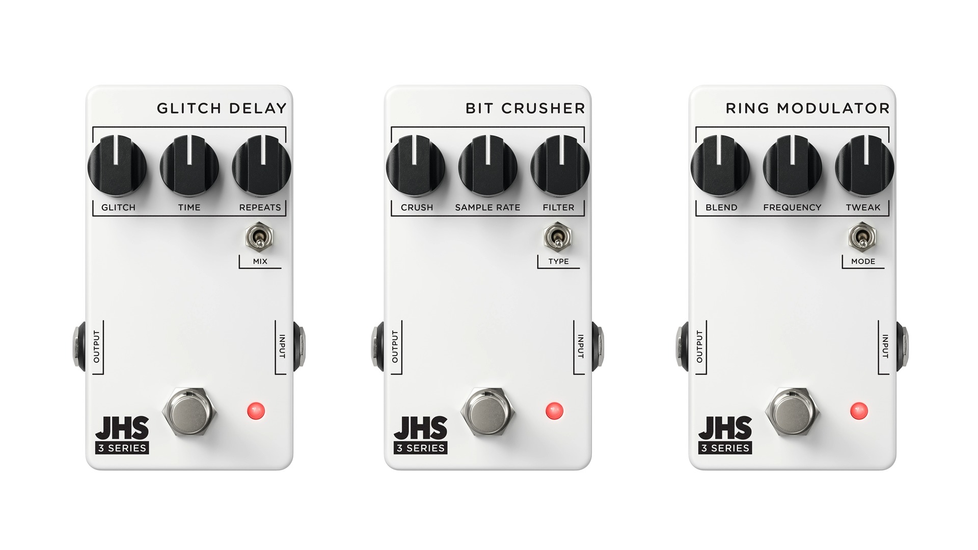 JHS Pedals 「3 Series」に個性あふれる3モデルが登場！グリッチ、ビットクラッシャー、リングモジュレーターがラインナップ