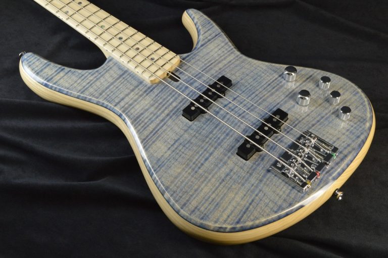 【エレキベース】T’s Guitars Omni-4B (Trans Blue Denim) 水平ヘッド・バージョン